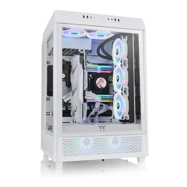 Gabinete Thermaltake Tower 500 / Midi-Tower, ATX/Micro-ATX/Mini-ITX/E-ATX / Cristal Templado / USB 3.2/3.0 / Sin Fuente / 2 Ventiladores Instalados / Blanco / CA-1X1-00M6WN-00