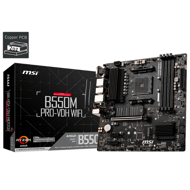 Tarjeta Madre MSI B550M PRO-VDH WIFI / AM4 / AMD RYZEN 3000 SERIES / Micro-ATX 