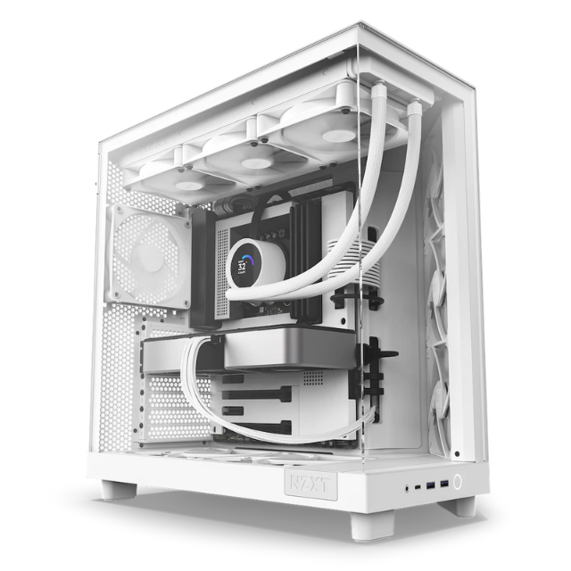 Gabinete NZXT H6 FLOW WHITE / Cristal Templado / Mini-ITX / Micro-ATX / ATX / USB 3.2 / USB 3.2 Gen.2 Tipo C / Sin Fuente / Blanco / 3 Ventiladores sin RGB / CC-H61FW-01