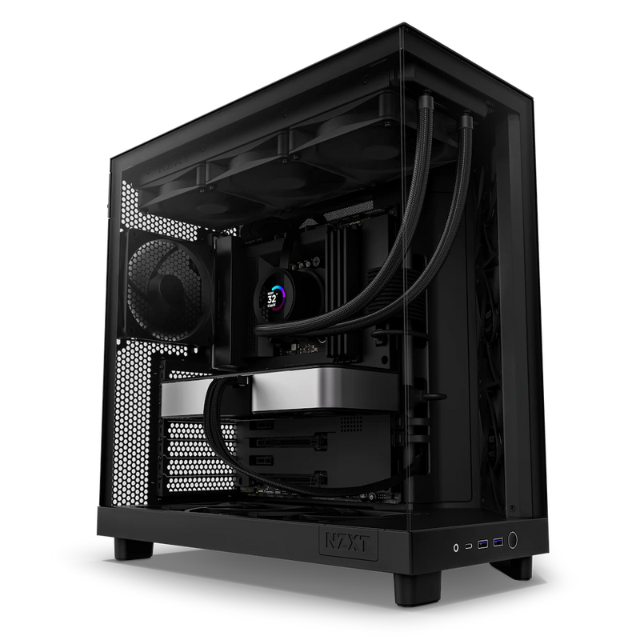 Gabinete NZXT H6 FLOW BLACK / Cristal Templado / Mini-ITX / Micro-ATX / ATX / USB 3.2 / USB 3.2 Gen.2 Tipo C / Sin Fuente / Negro / 3 Ventiladores sin RGB / CC-H61FB-01