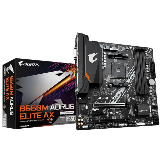 Tarjeta Madre Gigabyte B550M AORUS ELITE AX / AM4 / AMD RYZEN 5000 SERIES / ATX