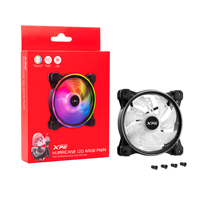 Ventilador para Gabinete XPG Hurricane 120mm / ARGB Led de Doble Anillo / HURRICANE120ARGBPWM-BKCWW