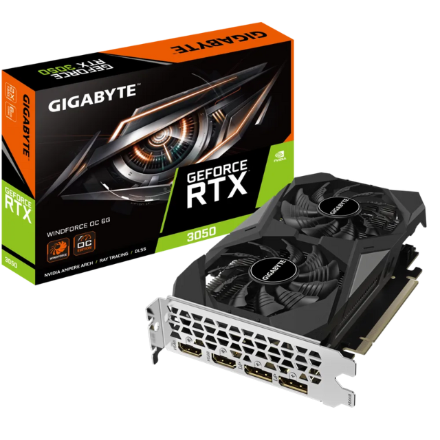 Tarjeta de Video Gigabyte NVIDIA GeForce RTX 3050 WINDFORCE OC 6G / 6GB 96-bit GDDR6 / PCI Express 4.0 / GV-N3050WF2OC-6GD