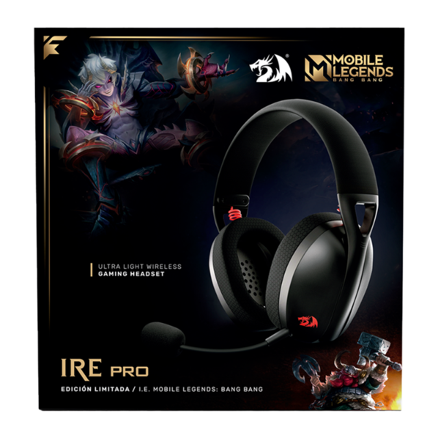 Diadema Gamer Redragon Ire Pro H848 Negro/Rojo / Alámbricos e Inalámbricos / Stereo / USB / BT / PC / Black/Red / H848MLB / Edición Especial Mobile Legends: Bang Bang /