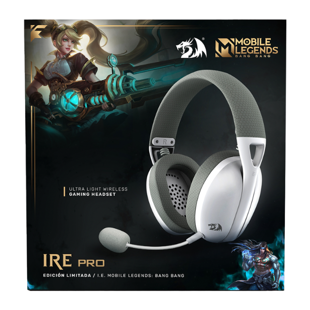 iadema Gamer Redragon Ire Pro H848 Blanco/Gris / Alámbricos e Inalámbricos / Stereo / USB / BT / PC / White/Grey / H848MLWG / Edición Especial Mobile Legends: Bang Bang /