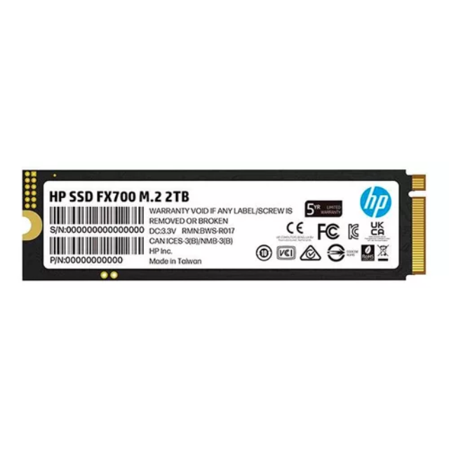 Unidad de Estado Solido HP M.2 modelo FX700 PCIe NVMe de 2TB 7200MB/s- 6200MB/s  8U2N5AA Gen4 