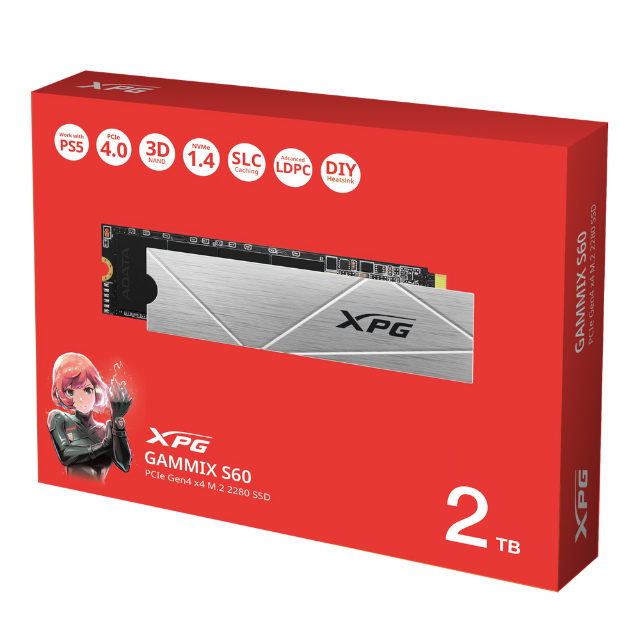 Unidad de Estado Sólido SSD XPG GAMMIX S60 NVMe / 2TB / PCI Express 4.0 / M.2 / AGAMMIXS60-2T-CS ‌