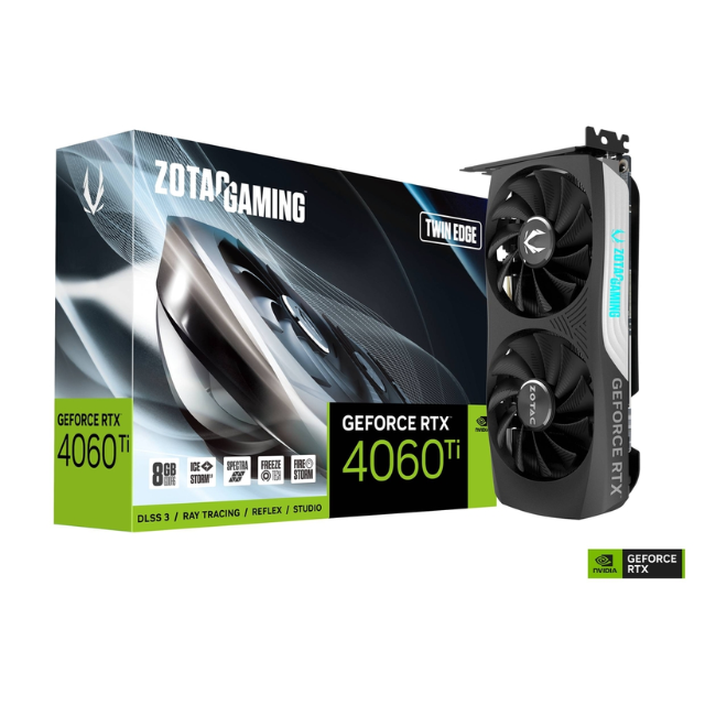 Tarjeta de Video Zotac NVIDIA GeForce RTX 4060 Ti Twin Edge OC / 8G 128-bit GDDR6 / PCI Express 4.0 x8 / ZT-D40610H-10M