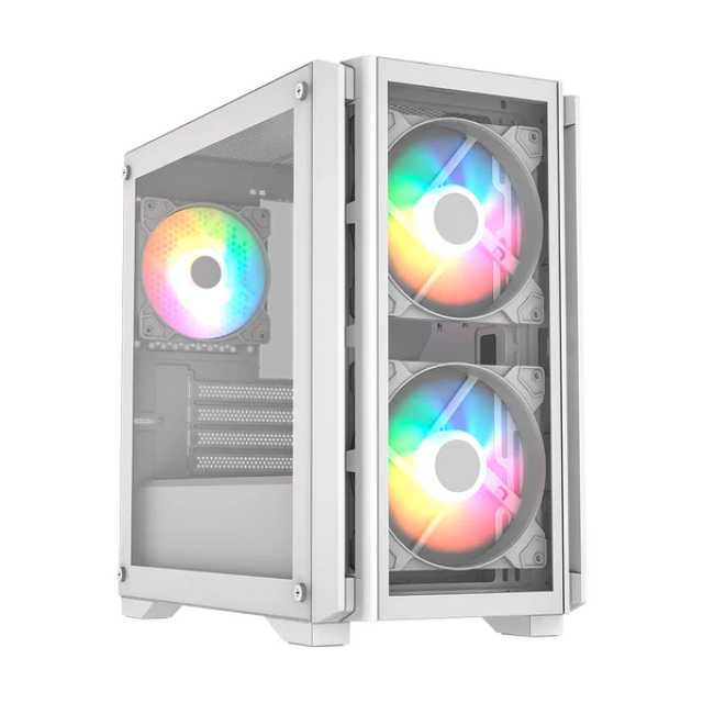 Gabinete Balam Rush CARBONO CRYSTAL 4000C / Mini-Tower, Micro ATX/Mini-ITX / USB 3.0 / 3 Ventiladores Instalados / Blanco / BR-938884