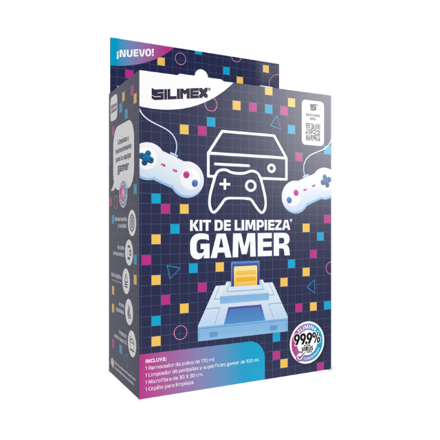 Kit de limpieza Gamer® Silimex / 1 removedor de polvo de 170ml / 1 limpiador de pantallas 100ml/ 1 microfibra de (30x30) / 1 cepillo para limpieza.