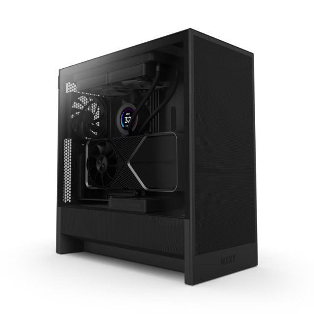 Gabinete NZXT H5 FLOW Negro / Versión 2024 / Cristal Templado / Mid-Tower/ Sin Fuente / USB Tipo C / 2 Ventiladores F120Q Instalados / CC-H52FB-01 / 2024H7