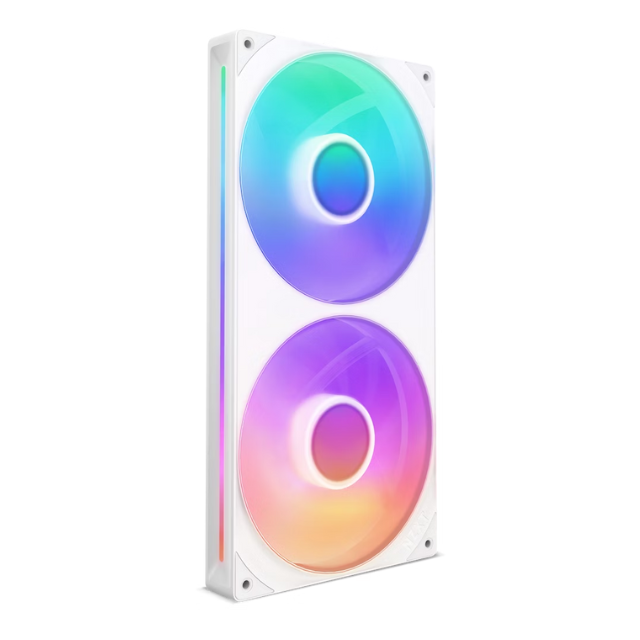 Unidad de Ventilador monocasco NZXT F280 RGB Core / 280mm con 2 Ventiladores RGB de 140mm / Control de Velocidad e iluminación / Alta presión estática y Flujo de Aire / 8 LED ARGB/ Blanco / RF-U28HF-W1