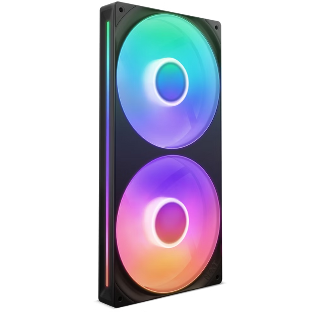 Unidad de Ventilador monocasco NZXT F280 RGB Core / 280mm con 2 Ventiladores RGB de 140mm / Control de Velocidad e iluminación / Alta presión estática y Flujo de Aire / 8 LED ARGB/Negro / RF-U28HF-B1