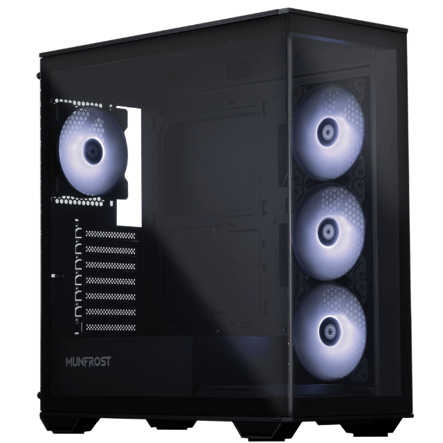 Gabinete Munfrost POLARIS / Cristal templado / ARGB / ATX-Micro ATX-Mini ITX / BLACK / 4 Ventiladores ARGB Incluidos / CGPOLARISBMFT/