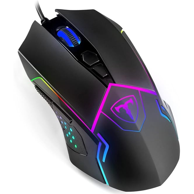 Mouse Gamer Terport S709 RGB Negro / Alambrico / Hasta 7200 DPI / 5 Niveles ajustables / 7 botones 