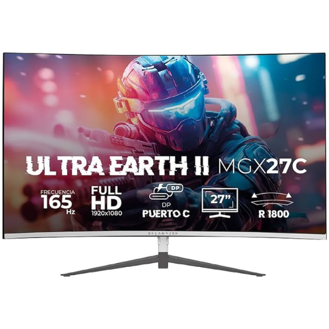 Monitor Gaming 27 Curvo 165hz ULTRA EARTH II MGX27C Balam Rush / 1MS /  Panel VA / HDMI / DP / FHD 1920x1080/ Blanco
