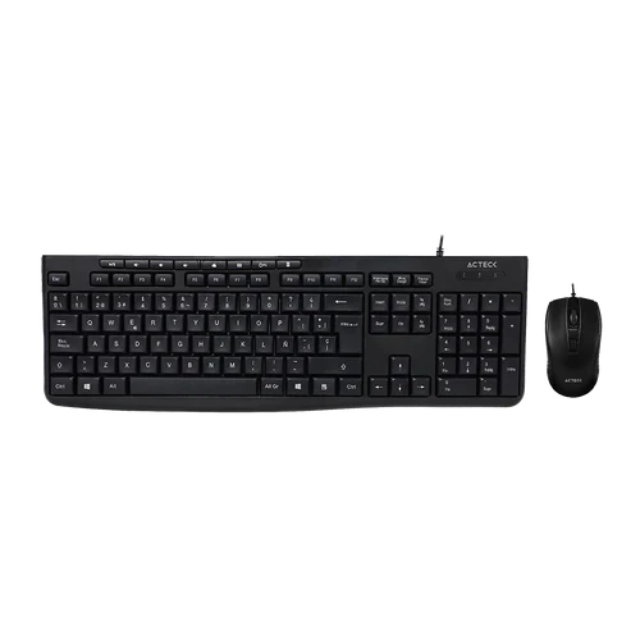 Combo 2 en 1 Alambrico | Creator Prime MK455 | Teclado Clásico Multimedia + Mouse / 1600 DPI | Essential Series | Negro
