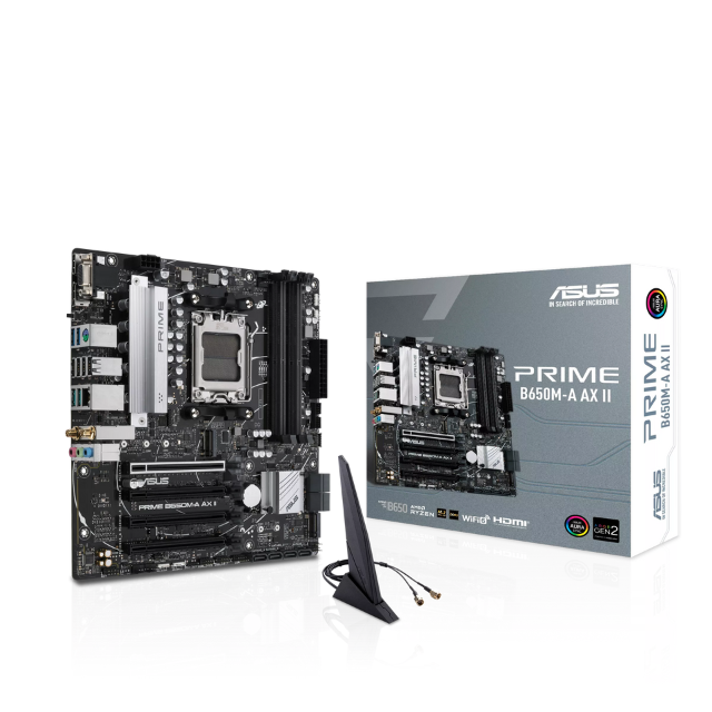 Tarjeta Madre ASUS PRIME B650M-A AX II CSM / Micro-ATX / AM5 / AMD B650 / HDMI / Up to 192GB DDR5 / PRIME B650M-A AX II CSM