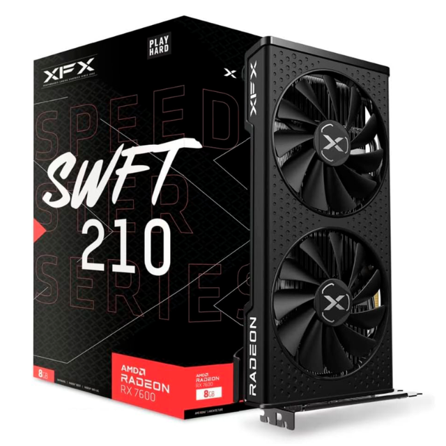 Tarjeta de Video XFX RX 7600 SWFT 210 Speedster SWFT 210 / AMD Radeon / 8GB 128-bit GDDR6 / PCI Express 4.0 / RX-76PSWFTFY