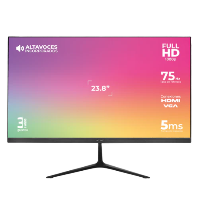 Monitor Acteck 933841 LED / 23.8" / Full HD / Widescreen / 75Hz / HDMI/ VGA / Negro / AC-933841