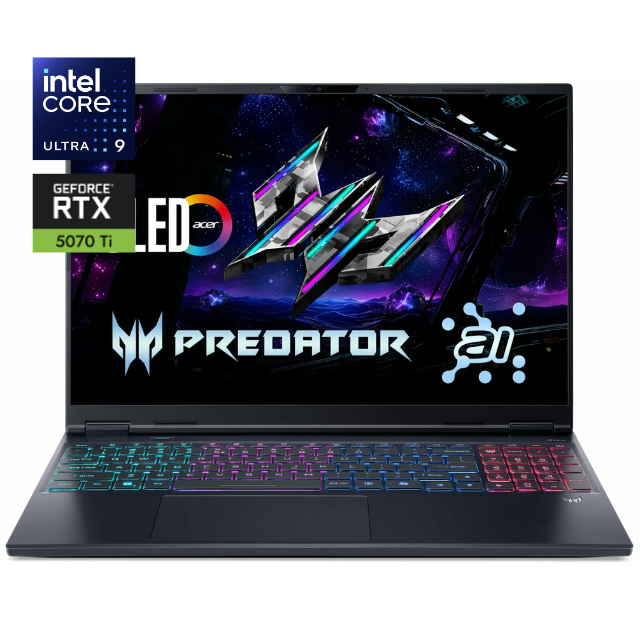 Laptop Gamer Predator Helios Neo 16S AI / Intel Core Ultra 9 275HX / RTX 5070 TI  12GB VRAM / 32GB RAM DDR5 6400Mhz / 1TB SSD NVME / Pantalla OLED WQXGA de 16'' y 165Hz/1 ms / PROMOCION