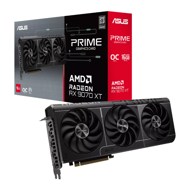 Tarjeta de Video ASUS PRIME RX 9070 XT OC Edition / AMD Radeon / 16GB / 256-bit GDDR6 / PCI Express 5.0 / PRIME-RX9070XT-O16G
