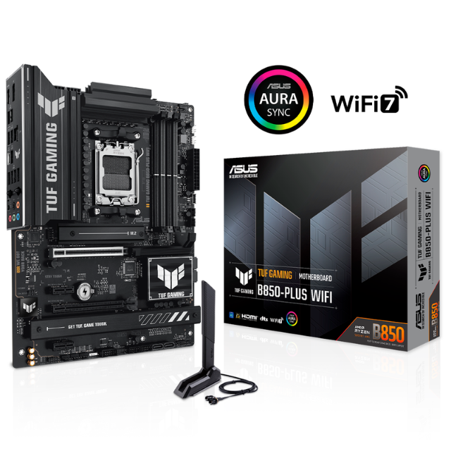 Tarjeta Madre ASUS TUF GAMING B850-PLUS WIFI / AM5 / AMD B850 / ATX / HDMI / ASUS WiFi Q-Antenna / Up to 256GB DDR5 / TUF GAMING B850-PLUS WIFI