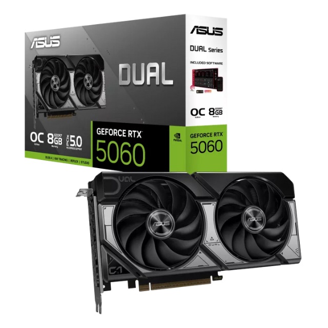 Tarjeta de Video ASUS NVIDIA GeForce RTX 5060 DUAL 8GB OC Edition / 8GB 128-bit GDDR7 / PCI Express x16 5.0 / DUAL-RTX5060-O8G