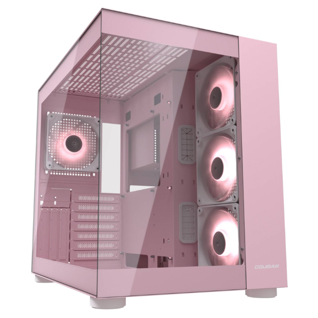 Gabinete Cougar FV150 RGB / Mid-Tower, ATX/Micro-ATX/Mini-ITX / Sin Fuente / 4 Ventiladores Instalados / USB 2.0/3.0 / Rosa