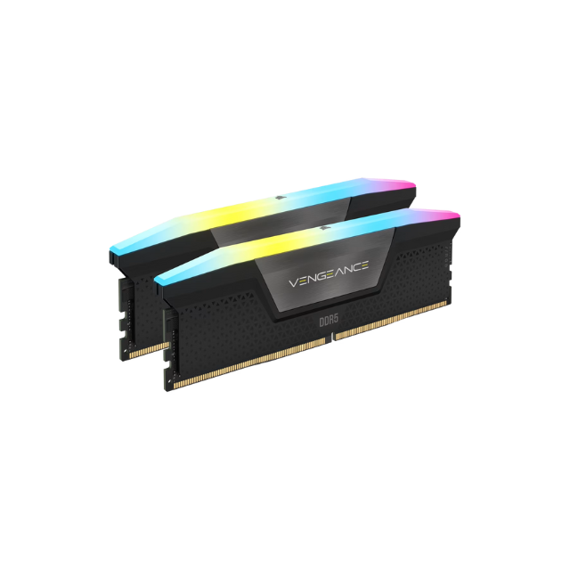 CORSAIR VENGEANCE RGB 48GB (2x24GB) DDR5 DRAM 6400MT/s kit de memoria CL36 — Negro / SOLO VENTA EN ENSAMBLE