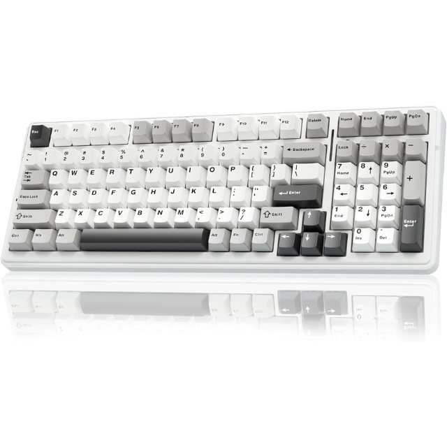 Teclado Mecánico AULA F99/ INALAMBRICO / GREY+WHITE+DARK GREY / Diseño del 98%/GRAY WOOD SWITCHV3