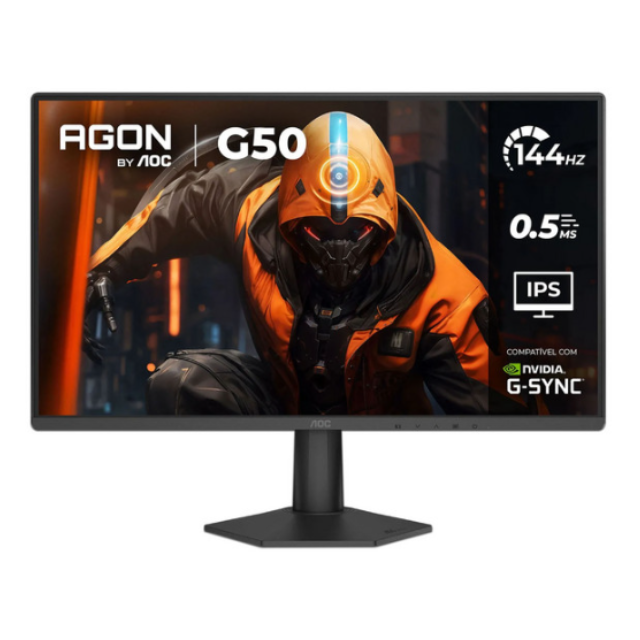 Monitor AOC 24G50F | 23.8" | 1920 x 1080 (FHD) | IPS | 144 Hz | 0.5 ms (MPRT) / 1 ms (GTG) | HDR / HDR10 | HDMI 2.0 / DisplayPort 1.4 / Jack 3.5 mm | Negro | 24G50F