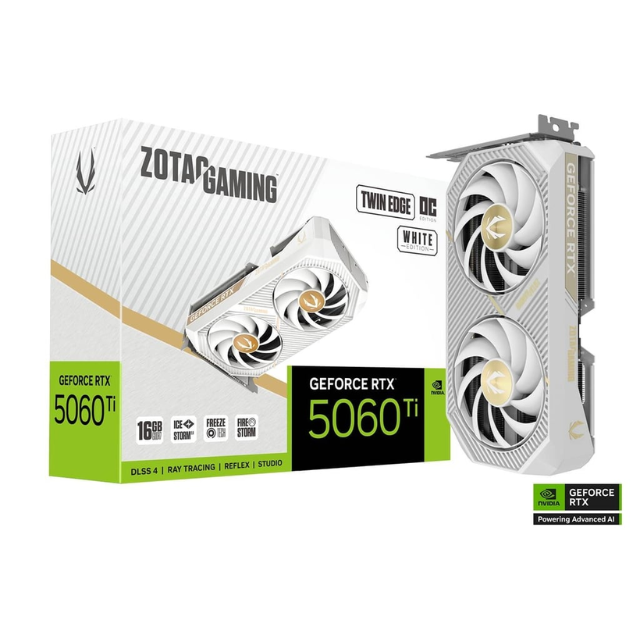 Tarjeta de Video Zotac NVIDIA GeForce RTX 5060 Ti TWIN EDGE OC WHITE Edition / 16GB / ZT-B50620Q-10A