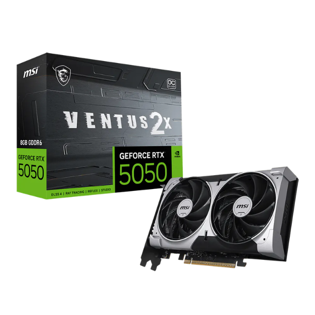 Tarjeta de Video MSI NVIDIA GeForce RTX 5050 VENTUS 2X OC / 8GB GDDR6 / 128-bit / PCI Express Gen 5 / Negro