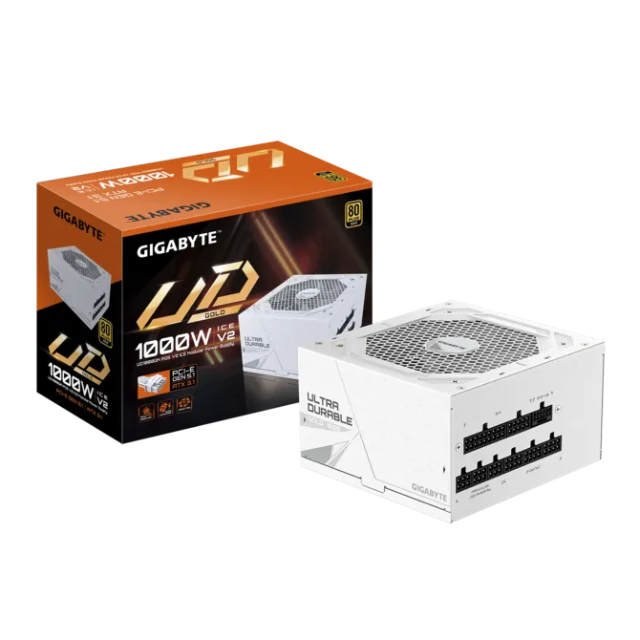 Fuente de Poder Gigabyte 1000W UD1000GM PG5 V2 / 1000W / 80+ Gold / Totalmente Modular / PCIe 5.0 Ready (16-pin) WHITE