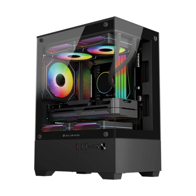 Gabinete Balam Rush NITROX GLOW CRYSTAL 4700C, Mini-Tower, Micro-ATX/Mini-ITX, USB 2.0/3.0, sin Fuente, 3 Ventiladores Instalados, Negro