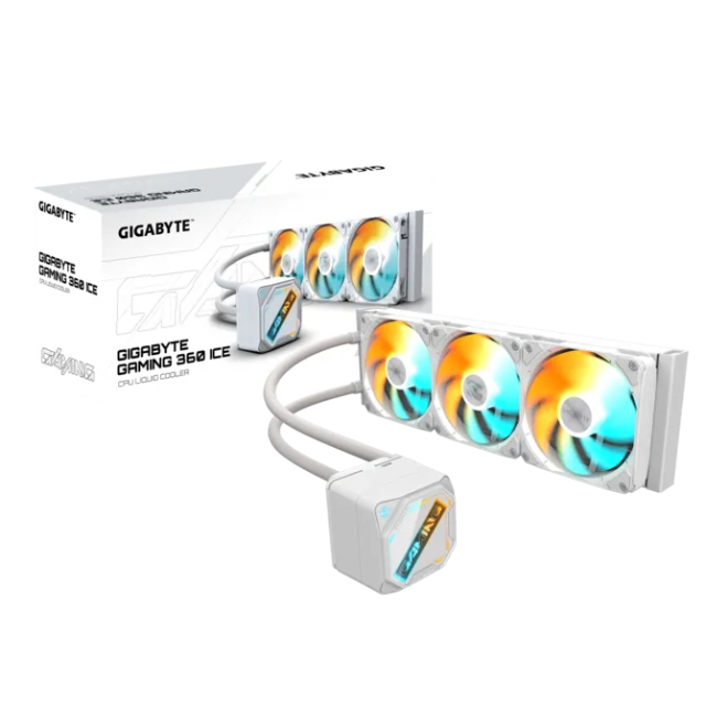 Enfriamiento GIGABYTE GAMING 360 ICE / 360mm / Ventiladores ARGB / Compatible con Intel LGA1851 y AMD AM5 / Blanco 