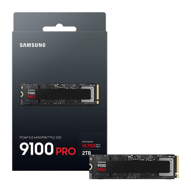 Samsung 9100 Pro NVMe M.2 SSD, 2 TB, PCIe 5.0, 14.700 MB/s de Lectura, 13.400 MB/s de Escritura, SSD Interno para Videojuegos y edición de vídeo, Color Negro