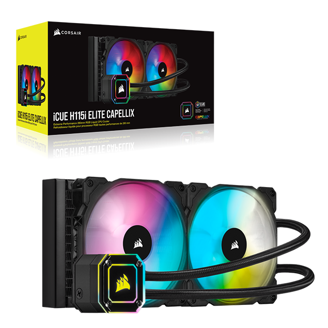 Sistema de Enfriamiento Liquido AIO Corsair H115I Elite Capellix RGB- 140mmX2 (280mm) Intel y Amd / CW-9060047-WW