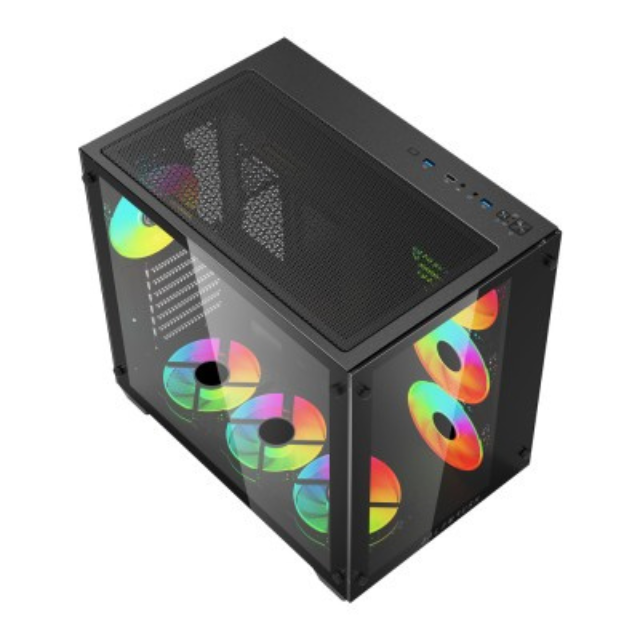 Gabinete Gamer Micro Torre ATX Tank Pro GM930 Legend Series / Negro / Incluye 4 ventiladores pre instalados