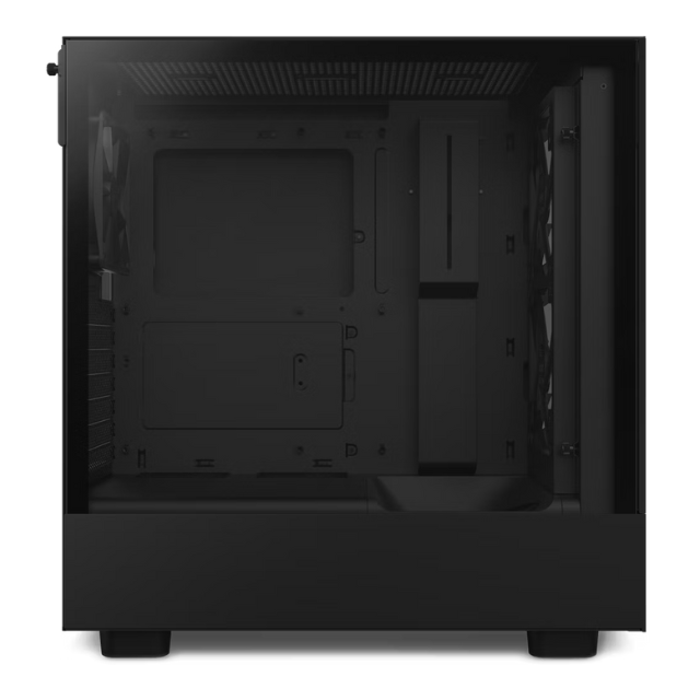 Gabinete NZXT H5 Flow RGB / Negro / Carcasa Compacta ATX / Panel frontal perforado para alto flujo de aire / Panel lateral de vidrio templado / Gestión de cables / 2 Fans Frontales 140mm + 2 Fans 120mm / CC-H51FB-R1