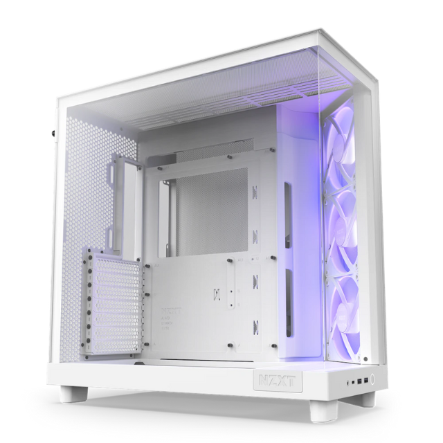 Gabinete NZXT H6 FLOW WHITE RGB / Cristal Templado / Mini-ITX / Micro-ATX / ATX / USB 3.2 / USB 3.2 Gen.2 Tipo C / Sin Fuente / Blanco / 3 Ventiladores RGB / CC-H61FW-R1