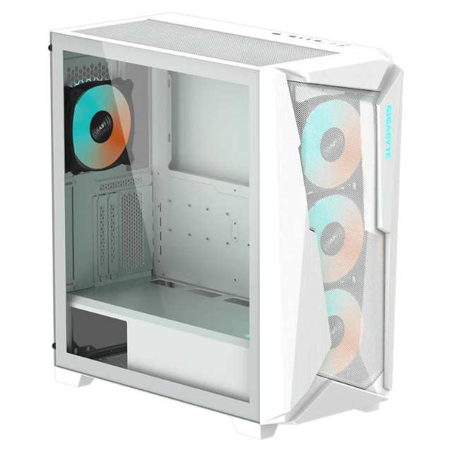 Gabinete Gigabyte C301 GLASS / Midi-Tower, ATX/E-ATX/Micro-ATX/Mini-ITX / Cristal Templado / USB 3.0/USB-C / Sin Fuente / 4 Ventiladores Instalados ARGB / Blanco / GB-C301GW