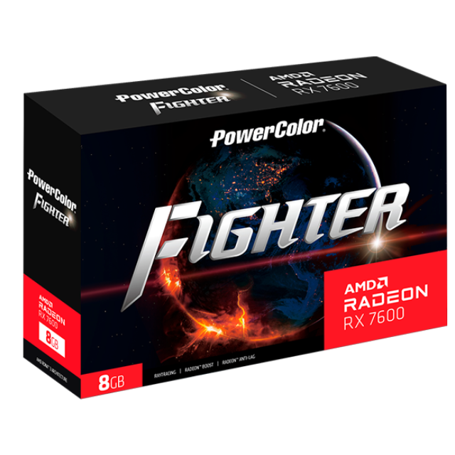 Tarjeta de Video Power Color Fighter AMD Radeon RX 7600 8GB GDDR6 / RX7600 8G-F / 128-bit 