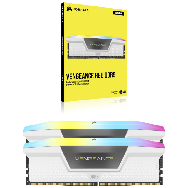 Memoria RAM Corsair Vengeance RGB DDR5 / 5600MHz / 32GB (2x16GB) / CL36 / XM / Blanco / CMH32GX5M2B5600C36WK