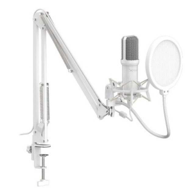 Kit de Micrófono Con Soporte XZEAL XZ-260 / Blanco / Condensador Omni-9765 / Filtro AntiPop / XZKMC1W