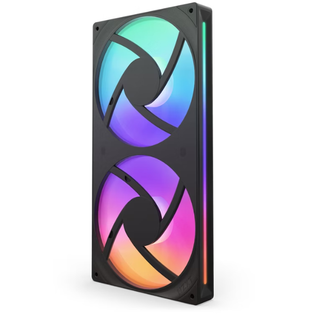 Unidad de Ventilador monocasco NZXT F280 RGB Core / 280mm con 2 Ventiladores RGB de 140mm / Control de Velocidad e iluminación / Alta presión estática y Flujo de Aire / 8 LED ARGB/Negro / RF-U28HF-B1