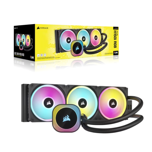 Enfriamiento Líquido Corsair iCUE Link H150i RGB AIO / 3x120mm / 480-2400RPM / Negro / CW-9061003-WW