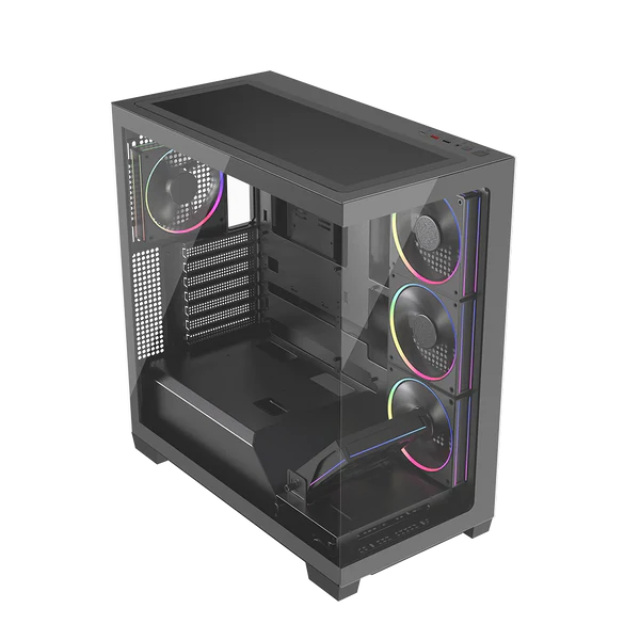 Gabinete BALAMRUSH TANK POLAR 7900 / Mid-Tower, ATX-Micro-ATX/ITX / USB 2.0/3.0 / Incluye 5 Ventiladores / Sin Fuente / Black / BR-941471