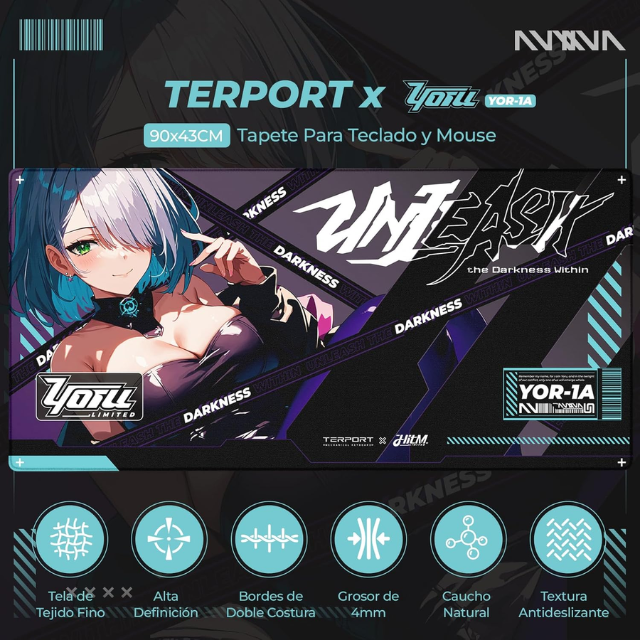 Mouse Pad Gaming Terport Grande Anime / 90x43cm/ Purpura y Azul/